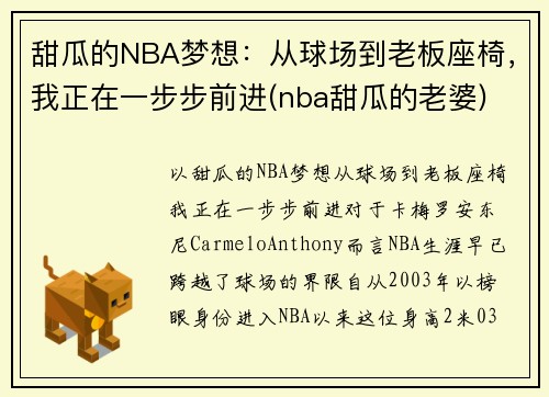 甜瓜的NBA梦想：从球场到老板座椅，我正在一步步前进(nba甜瓜的老婆)